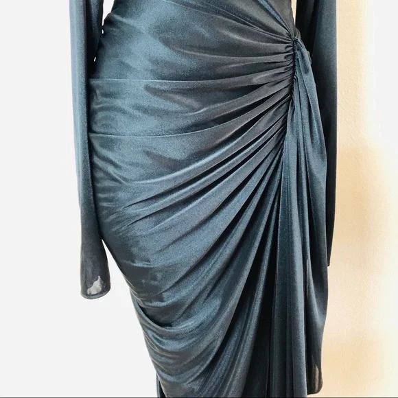 NIGHT MOVES rushed black vintage cocktail elegant Dress S - Picture 3 of 10